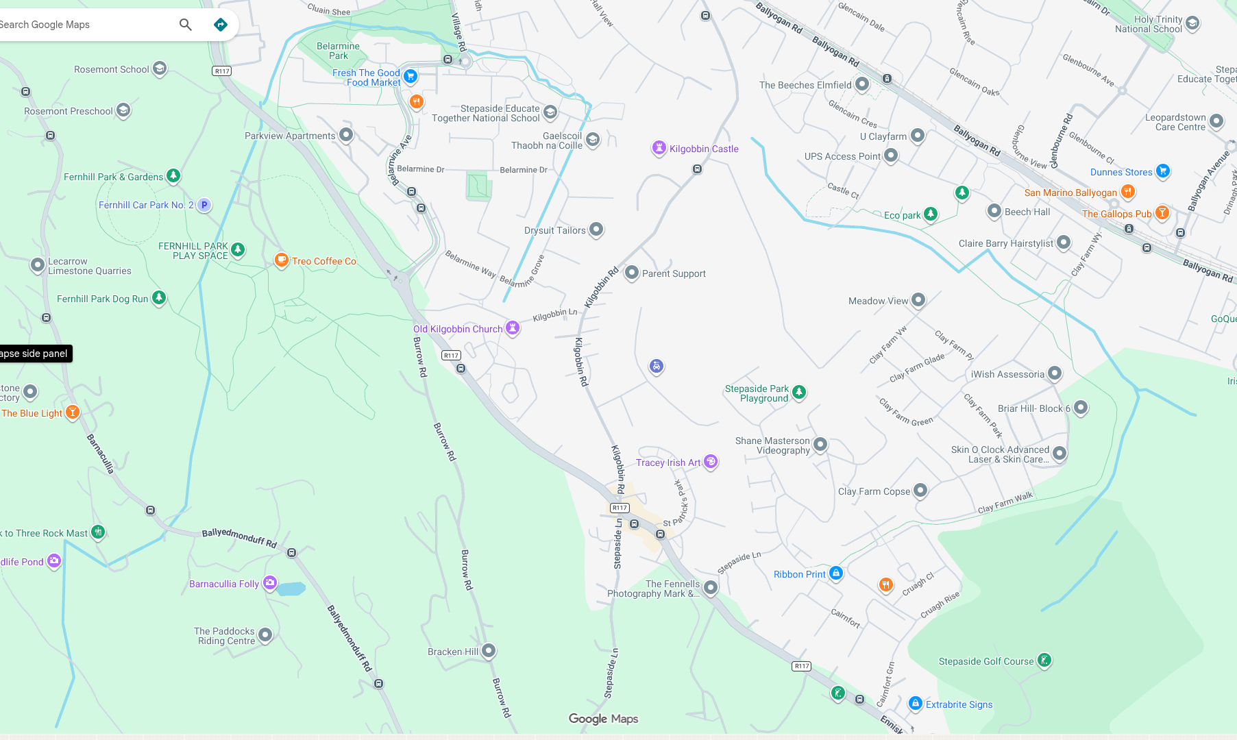 Map showing Stepaside, Enniskerry Road, Dublin 18